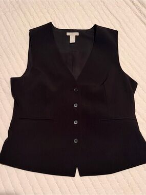 H&M Classic Black Button-Front Vest M
